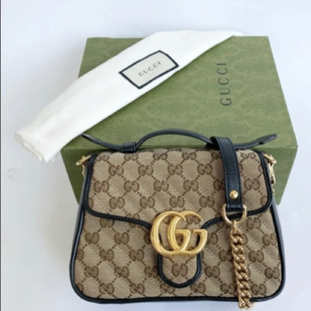 GUCCI MARMONT CANVAS MINI TOP HANDLE